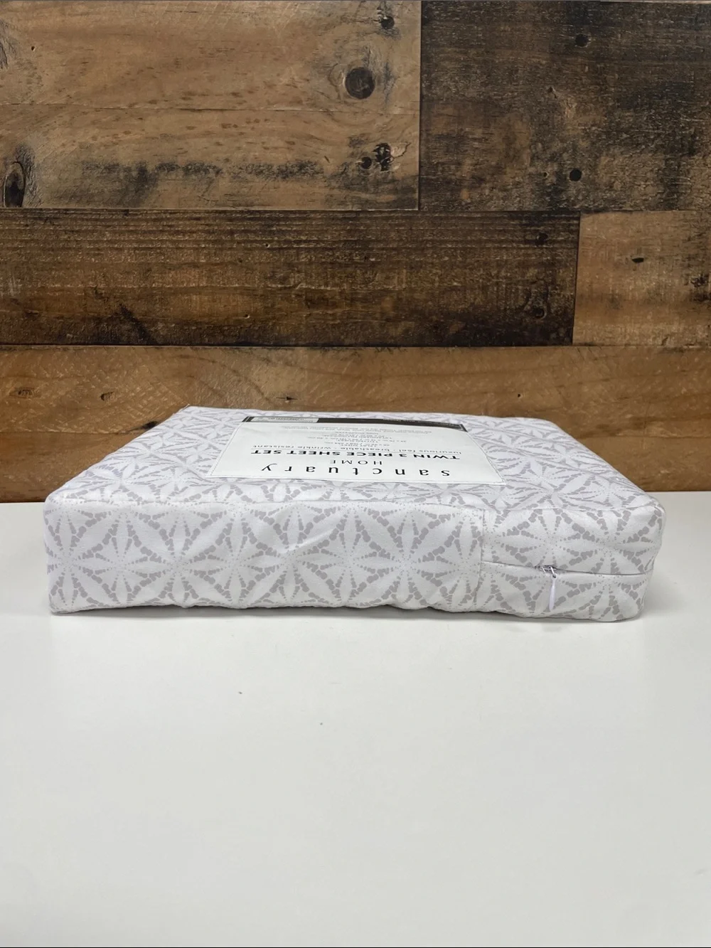 Sanctuary Home Twin 3-Piece Sheet Set - White with Subtle Gray Pattern